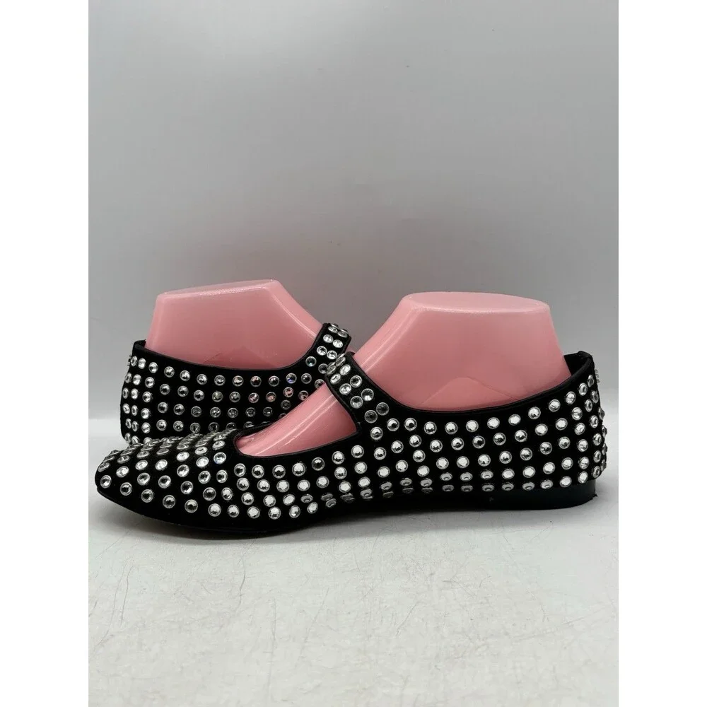 Sam Edelman Michaela Gem Mary Jane Flats Womens Size 8 Black Studded